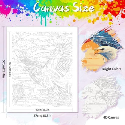 Yunnuo Paint by Numbers Kit for Adults 16x20 in,Bald Eagle in National Park - Image 2