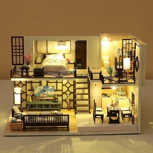 Miniature House Kit for Adult,Mini House Building Kit with, DIY Miniature Kit for Adults, Wooden Mini Dollhouse Kit for Birthday Christmas M033-B - Image 6
