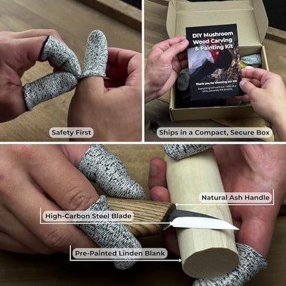 Sharky DIY Mushroom Wood Carving Kit for Beginners - Image 3