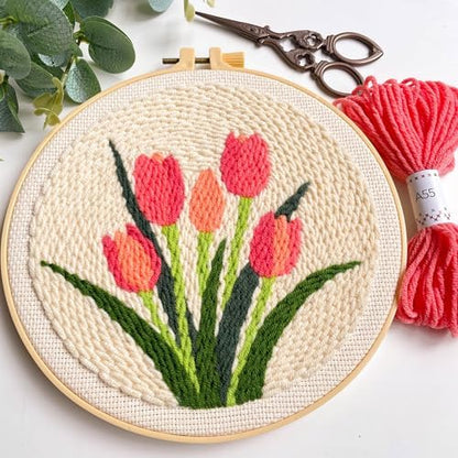 Punch Needle Kit for Beginners Tulip DIY Craft Set Relaxing Video Tutorial - Image 4