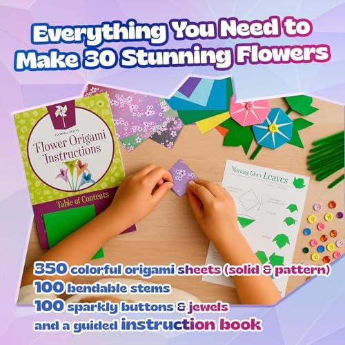 Pinwheel Crafts Flower Origami Kit for Kids Ages 8-12, 550 Pcs - Image 3