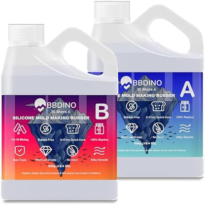 BBDINO Silicone Mold Making Kit 30A Platinum Liquid 2.42 lbs Translucent by BBDINO