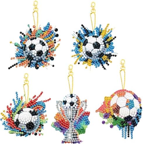 HuamuTech 5 Pcs/6 Pcs/8 Pcs Full Drill Keyring Special Shape Double Sided Diamond Art Keychain for Beginners Birthday Craftin by Unknown