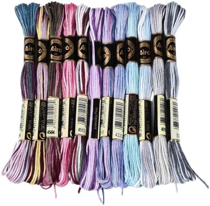 12 Skeins 105 Yards Cross Stitch Floss Variegated Embroidery Thread Bulk 6 Ply Polyester Colorful Purple Friendship Bracelet String for Sewing Making Needlecraft Knitting Clothes Stitching by CABODYALS
