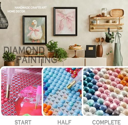 sdfkmlcdl Coquette Pink Bow Goose Diamond Art Kits for Kids Adults, Preppy Girly Ribbon Bow Goose Full Drill Diamond Painting Kits for Adults Beginners 2 Pack, 9.8x11.8 Inch - Image 4