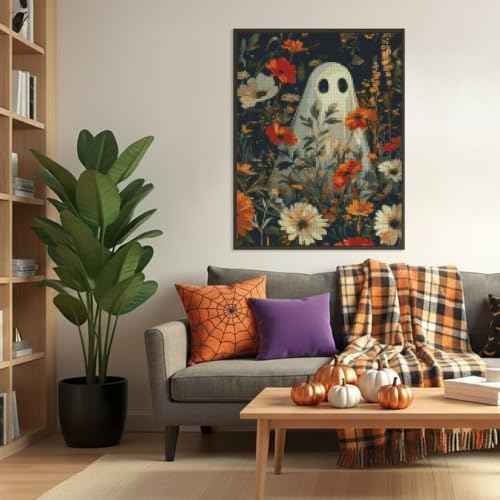 Ghost Flower Cross Stitch Kit, Stamped Embroidery 11.8x15.7 inches - Image 6