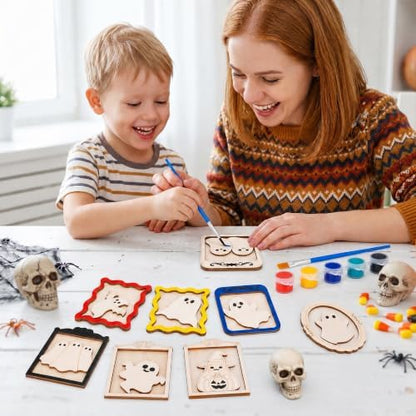 12 Pack Halloween DIY Wooden Ghost Frame Craft, Ghost Wood Painting Crafts - Image 4