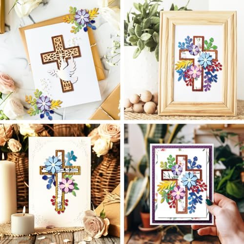 MAYJOYDIY Easter Flower Cross Die Cuts for Card Making Pigeon Olive Leaf Metal Cutting Dies Religion Cross Frame Embossing Cutting Stencil for Scrapbooking Craft Paper Easter Card Gift Decoration - Image 5