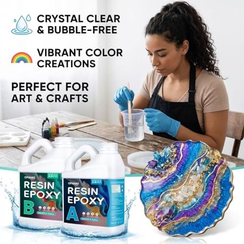 2 Gallon Epoxy Resin Kit – Self-Leveling, Bubble-Free, Non-Yellowing, High Gloss Finish–1:1 Mix Ratio for DIY Crafts, Table Tops, Coasters, Jewelry, Wood Furniture – Fast Curing & Beginner Friendly - Image 2