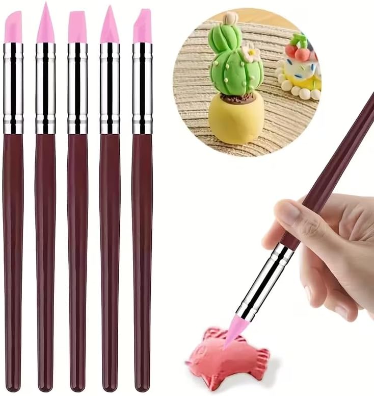 15 PCS Pink Clay Sculpting Tools Set, Professional Silicone Brushes & Dotting Tools Kit for Polymer Clay, Air Dry Clay, Pottery, Modeling & Crafting - Image 6