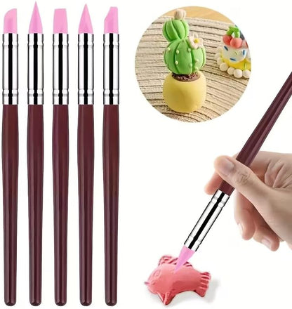 15 PCS Pink Clay Sculpting Tools Set, Professional Silicone Brushes & Dotting Tools Kit for Polymer Clay, Air Dry Clay, Pottery, Modeling & Crafting - Image 6