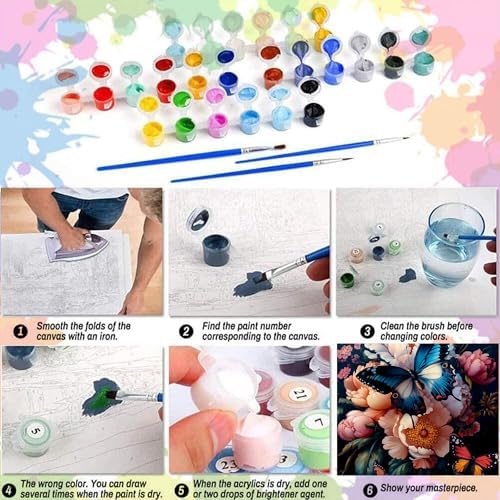Arttoplus Butterfly Paint by Numbers Kit for Adults Beginner 16x20 inch - Image 6