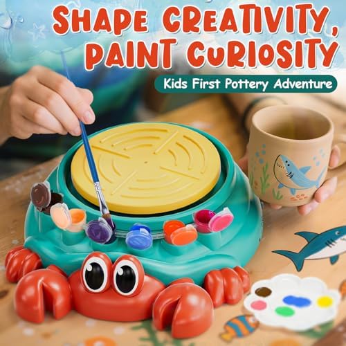 Lehoo Castle Pottery Wheel for Kids, Complete Pottery Arts and Crafts for Kids Ages 8-12 with Air Dry Clay Painting Kit Sculpting Tools, Art Supplies for Girls Boy Birthday Gift for Ages 6+ - Image 5