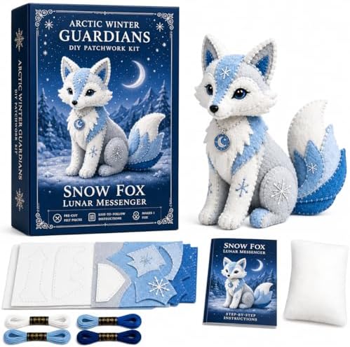 Winter Fantasy Animal Felt Sewing Kit, DIY Patchwork Craft Kit with Pre-Cut Felt Pieces, 3D Stuffed Animal Making Set for Beginners Adults Teens, Creative Home Decor Gift (J) by Unknown