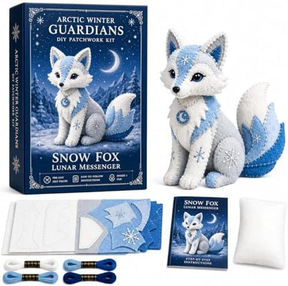 Winter Fantasy Animal Felt Sewing Kit, DIY Patchwork Craft Kit with Pre-Cut Felt Pieces, 3D Stuffed Animal Making Set for Beginners Adults Teens, Creative Home Decor Gift (J) by Unknown