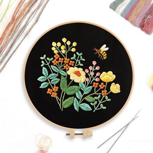 CREAWONDER Canvas Tote Bag Embroidery Kit with Pattern for Beginners, Arts and DIY Embroidery Crafts Kits for Adults, Include Instructions, Embroidery Hoops, Color Threads and Tool - Image 3
