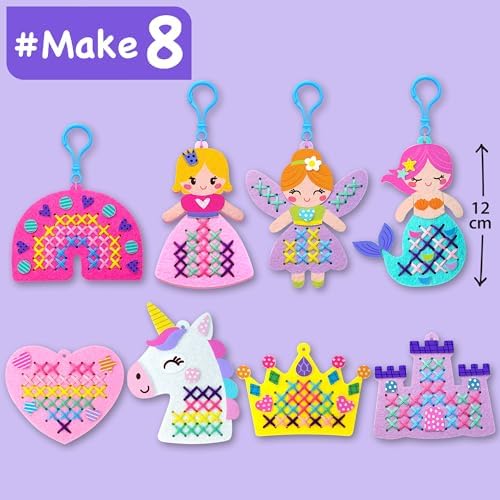 EZCRA Princess Cross Stitch Kit for Kids Ages 4-8, 8 No Mess Felt Projects - Image 2