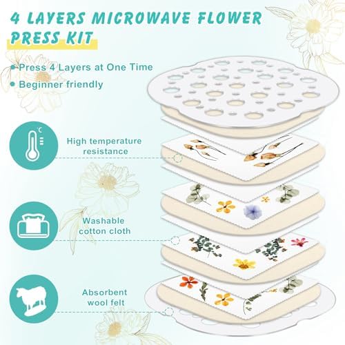 Coldairsoap Microwave Flower Press Kit for Adults 4 Layers 8" x 8" - Image 4