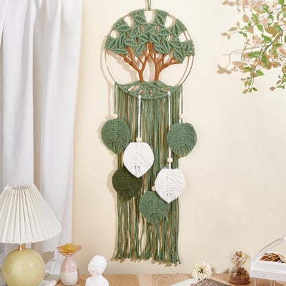 ACRNIGHEET Tree of Life Dream Catcher Macrame Kit for Adults Beginners Macrame Leave Wall Hanging Decor with Video Tutorials Handmade Woven Boho Home Decor for Bedroom Dorm Decoration - Image 5