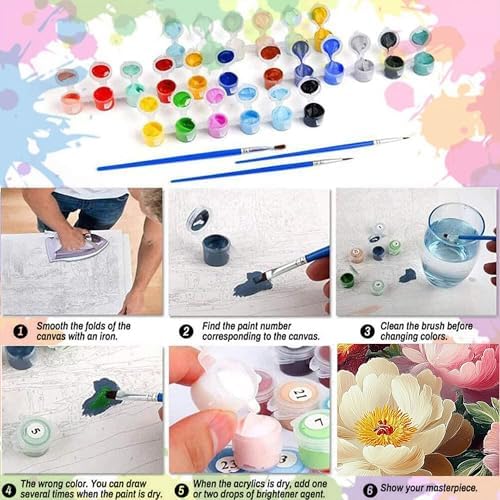 Arttoplus Flowers Paint by Numbers Kit for Adults Beginner 16x20 inch - Image 6