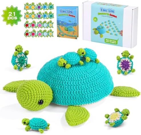 Crochet Kit for Beginners, 21 Pcs Turtles Crochet Animal Kit for Adults by FOUSNOW
