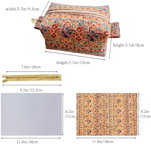 AOUXSEEM 6 Set Sewing Zipper Cosmetic Storage Bag Making Kit, Printed Cork Fabric DIY Small Pouch Bag Crafts Supplies for Beginners Women Girls Learning to Sew - Image 4