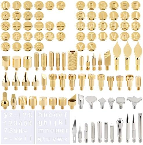 111 Pcs Wood Burning Tips and Stencils Kit,Wood Burning Letters, Numbers, Shapes and Symbols Tips for Pyrography Pen,DIY Embossing,Carving,Personalizing Crafts for Adults(Different Shape) by Unknown