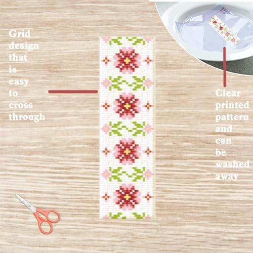 FREEBLOSS 6 Set Cross Stitch Bookmark Kits 11CT 8"x2.4" Flower and Leaves - Image 3