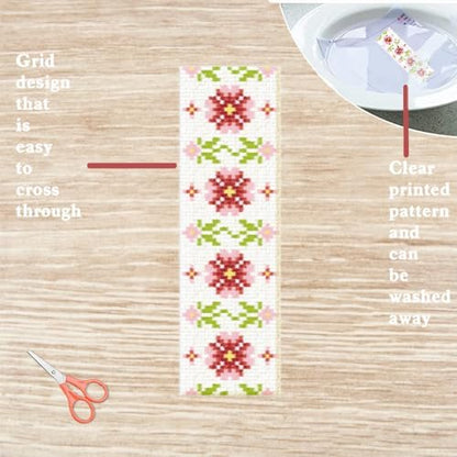 FREEBLOSS 6 Set Cross Stitch Bookmark Kits 11CT 8"x2.4" Flower and Leaves - Image 3