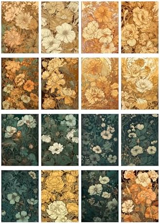 Decoupage Paper Pack (35 Sheets 6"x8") Incredible Intricate Yellow and Green Flower Illustrations FLONZ Vintage Illustration Pictures Cards for Decoupage, Craft and Scrapbooking - Image 2