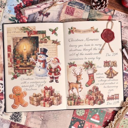 icceemee 200 Sheets Christmas Scrapbook Paper Set – Christmas Themed Craft Collage Paper for Junk Journaling, Bullet Journal, Poster Decor, Room Decoration, Card Making, and Gift Wrapping - Image 5