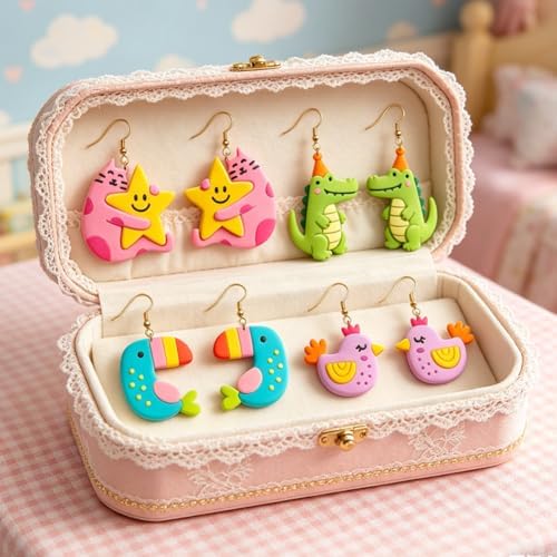 beinkmake 13Pcs Fairy Animal Polymer Clay Cutters Set Cat Fox Clay Earrings Cutters for Adults Polymer Jewelry Cutter with Earrings Accessories DIY Craft Supplies - Image 3