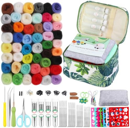 IMZAY Needle Felting Kit Beginner 50 Colors Wool Roving Set by Imzay