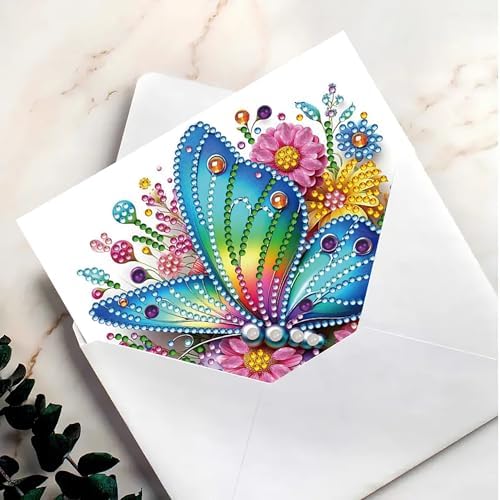 MaiYiYi 6 Packs DIY Butterfly Diamond Art Greeting Cards Kit - Image 6