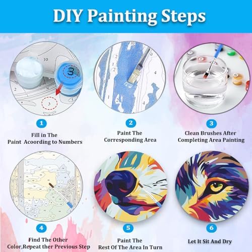 Artunion Framed Paint by Numbers Kit for Adults Beginners & Kids Ages 8-12,Wolf Head Paint by Number with Frame,Acrylic Paint by Numbers Kit on Canvas 10 * 10 Inch Without Easel - Image 6