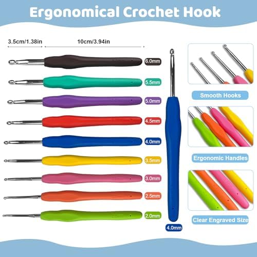 HYHJMISTY Beginner Crochet Kit with Ergonomic Hooks for Adult DIY Gift - Image 3