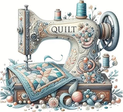 Sewing Machine Stamped Cross Stitch Kits - Vintage Sewing Machine Counted Cross Stitch Kits for Adults, Needlepoint Cross-Stitch Patterns Dimensions Needlecrafts Embroidery Kits 13.7x13.7 Inches by Unknown