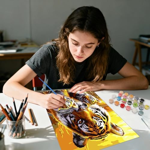 AIRDEA Tigers Paint by Numbers for Adults Beginner,Family of Tigers Painting by Number Kits on Canvas,Frameless,16x20in DIY Acrylic Painting,Home Wall Decor - Image 5