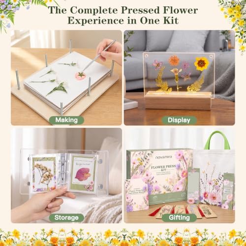 Novamira Wooden Flower Press Kit, Complete Pressed Flower Craft Supplies - Image 2