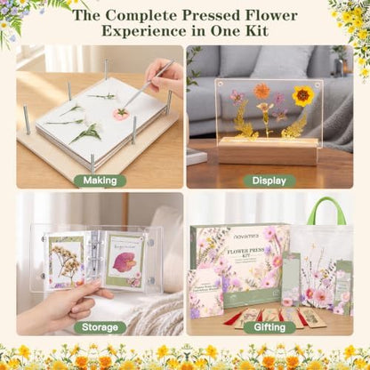 Novamira Wooden Flower Press Kit, Complete Pressed Flower Craft Supplies - Image 2