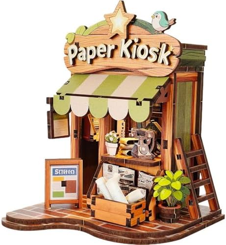 Book Nook Kit, DIY 3D Wooden Puzzles with LED Lights, Miniature Doll House for Bookshelf Decor, Craft Gift for Adults Teens Beginners (Shop) by Unknown