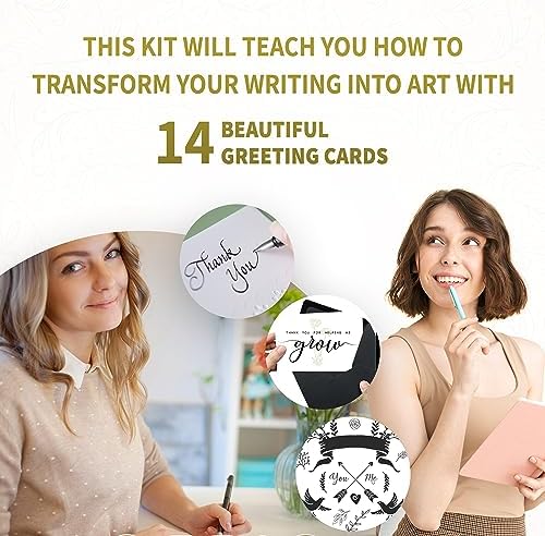 SpiceBox Learn Calligraphy Set for Beginners with Greeting Cards for Adults, Learning Hand Lettering and Penmanship, Art and Craft Kit - Image 4