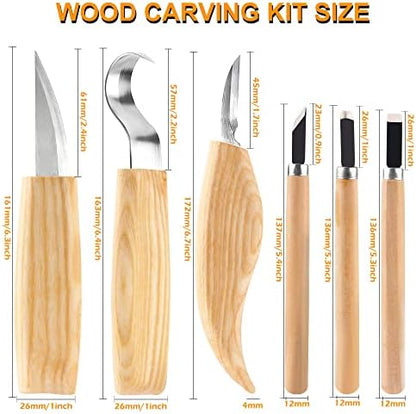 Wood Whittling Kit 6PCS Professional and High Performance Stainless Steel Tools Set ​for Beginner Carving for Adults and Kids Beginners Wood Carving Kit Set - Image 5