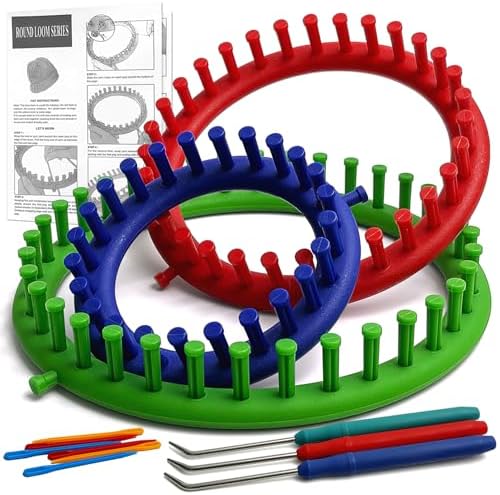 UCDRMA Knitting Looms for Beginners, Crochet Loom Knitting Kit with Step-by-Step Instructions, Cost-Effective 3 Size Round Knitting Loom, Easy & Quick Hat Knitting Loom Set/Scarf Loom Knitting Set by UCDRMA