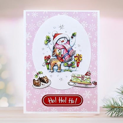 Katy Sue Snowmen Scenes Die Cut Decoupage Pack. 12 Pre-Cut Decoupage Paper Sheets for Christmas Card Making Supplies Featuring Images of Snowmen, Card Toppers, & Sentiments - Image 4