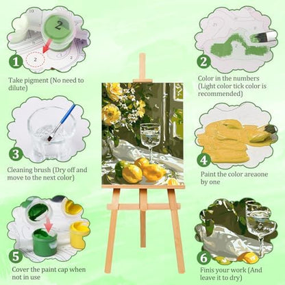 AIRDEA Lemon Paint by Numbers for Adults 16x20in Rose Painting by Number Kits for Beginner Frameless Easy Acrylic Oil Painting on Canvas with Paints and Brushes - Image 4