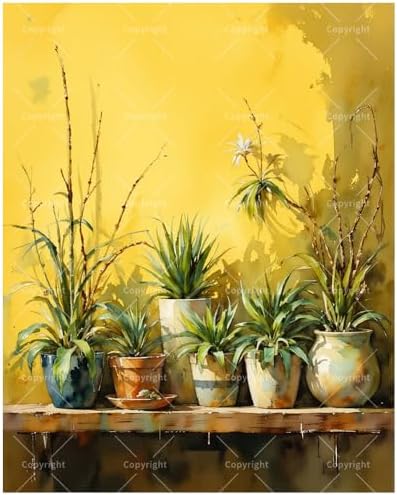 TAOPAOLAB Botanical Paint by Numbers Kit for Adults - DIY Indoor Plants on Yellow Wall Shelf Painting on Canvas 16×20 Inches, Acrylic Paint Set, Suitable for Beginners, Art for Home Decoration/Gifts by Unknown