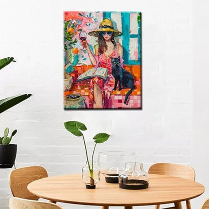 Boho Woman Paint by Numbers Botanical Paint by Numbers Kits for Adult Beginners,Wear Sunglass Painting Kits on Canvas with Brushes and Acrylic Pigment for Home Wall DIY Framed 16x20 Inch - Image 2