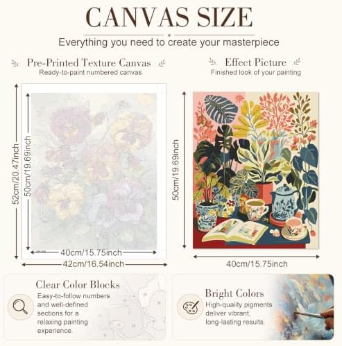TELMOXA Plant Paint by Numbers Kit for Adults, 16x20 in - Image 3