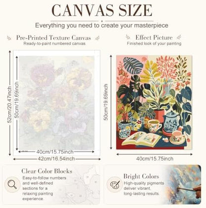 TELMOXA Plant Paint by Numbers Kit for Adults, 16x20 in - Image 3